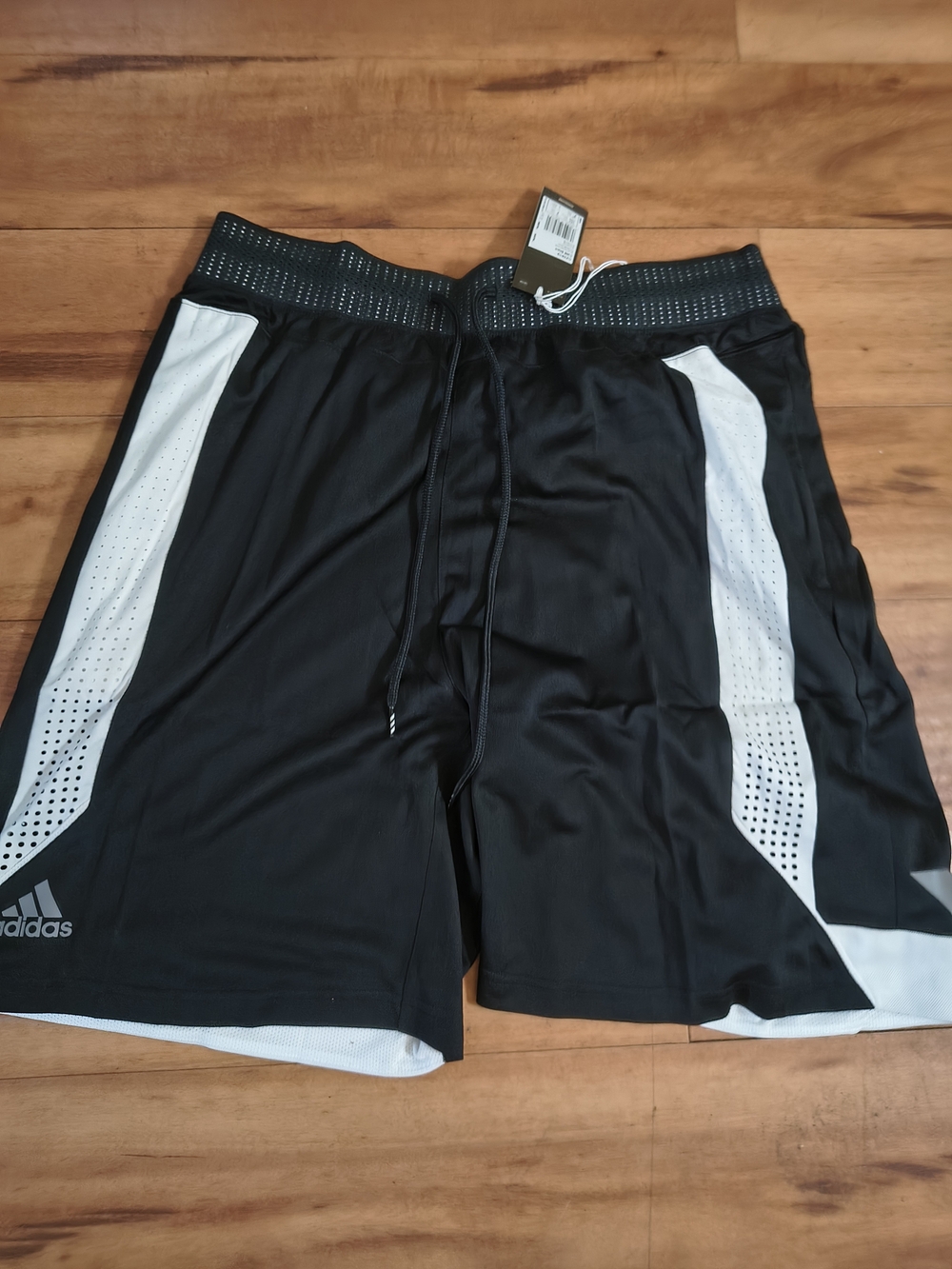 adidas Men’s Black Athletic Shorts with White Side Panels